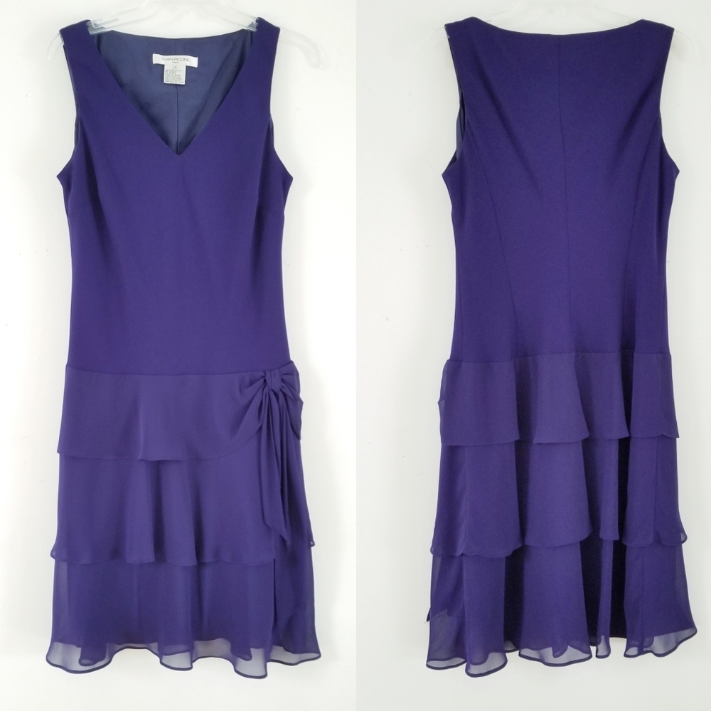 Evan-Pecone purple sleeveless fitted layered dre